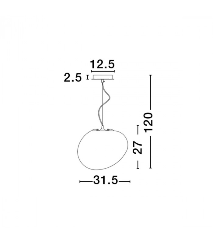 Ciottoli 31.5cm Globe Pendant Ceiling Light Opal White Glass White Aluminium LED E27-2