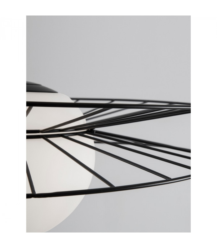 Ellery Globe Pendant Ceiling Light Opal Glass Sandy Black Metal LED E27-5
