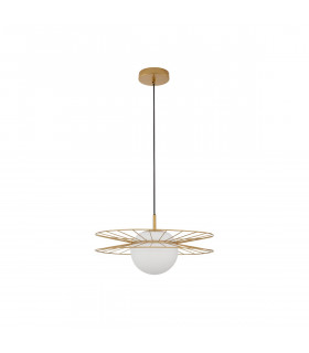 Ellery Globe Pendant Ceiling Light Opal Glass Gold Metal LED E27 45-1