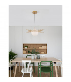 Ellery Globe Pendant Ceiling Light Opal Glass Gold Metal LED E27 45-2