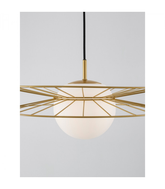 Ellery Globe Pendant Ceiling Light Opal Glass Gold Metal LED E27 45-5