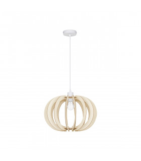 Ottoline Spherical Pendant Ceiling Light White Metal Natural Wood LED E27-1
