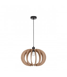 Ottoline Spherical Pendant Ceiling Light White Metal Brown Wood LED E27-1