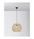 Marlo 48.5cm Dome Pendant Ceiling Light Natural Rattan Black Fabric Wire Base LED E27-4