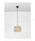 Marlo 30cm Dome Pendant Ceiling Light Natural Rattan Black Fabric Wire Base LED E27-3