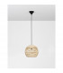 Marlo 30cm Dome Pendant Ceiling Light Natural Rattan Black Fabric Wire Base LED E27-4