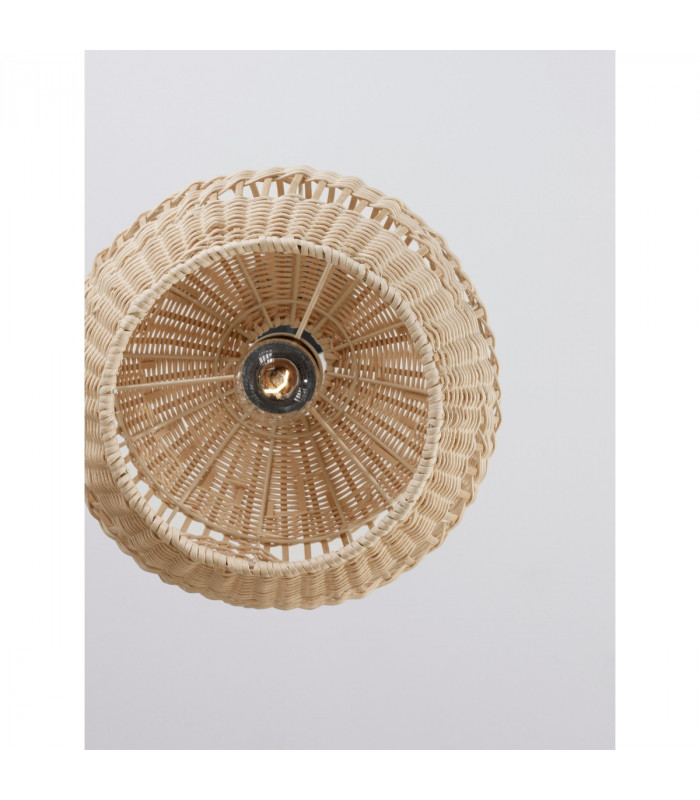 Marlo 30cm Dome Pendant Ceiling Light Natural Rattan Black Fabric Wire Base LED E27-5