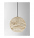 Marlo 30cm Dome Pendant Ceiling Light Natural Rattan Black Fabric Wire Base LED E27-7