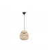 Marlo 27cm Dome Pendant Ceiling Light Natural Rattan Black Fabric Wire Base LED E27-1