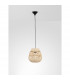 Marlo 27cm Dome Pendant Ceiling Light Natural Rattan Black Fabric Wire Base LED E27-3