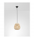 Marlo 27cm Dome Pendant Ceiling Light Natural Rattan Black Fabric Wire Base LED E27-4