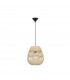 Marlo 30cm Dome Pendant Ceiling Light Natural Rattan Black Fabric Wire Base LED E27-1