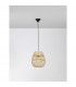 Marlo 30cm Dome Pendant Ceiling Light Natural Rattan Black Fabric Wire Base LED E27-3