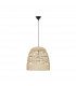 Marlo 46cm Dome Pendant Ceiling Light Natural Rattan Black Fabric Wire Base LED E27-1