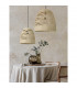 Marlo 46cm Dome Pendant Ceiling Light Natural Rattan Black Fabric Wire Base LED E27-2