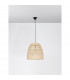 Marlo 46cm Dome Pendant Ceiling Light Natural Rattan Black Fabric Wire Base LED E27-4