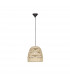 Marlo 30cm Dome Pendant Ceiling Light Natural Rattan Black Fabric Wire Base LED E27-1