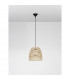 Marlo 30cm Dome Pendant Ceiling Light Natural Rattan Black Fabric Wire Base LED E27-2
