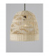 Marlo 30cm Dome Pendant Ceiling Light Natural Rattan Black Fabric Wire Base LED E27-4