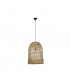 Griffin 42cm Dome Pendant Ceiling Light Dried Water Hyacinth Black Fabric Wire Base LED E27-1