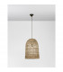 Griffin 42cm Dome Pendant Ceiling Light Dried Water Hyacinth Black Fabric Wire Base LED E27-2