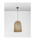 Griffin 42cm Dome Pendant Ceiling Light Dried Water Hyacinth Black Fabric Wire Base LED E27-3