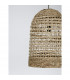 Griffin 42cm Dome Pendant Ceiling Light Dried Water Hyacinth Black Fabric Wire Base LED E27-4