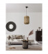 Griffin 27cm Dome Pendant Ceiling Light Dried Water Hyacinth Black Fabric Wire Base LED E27-2