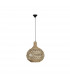 Griffin 46cm Dome Pendant Ceiling Light Dried Water Hyacinth Black Fabric Wire Base LED E27-1