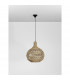 Griffin 46cm Dome Pendant Ceiling Light Dried Water Hyacinth Black Fabric Wire Base LED E27-3