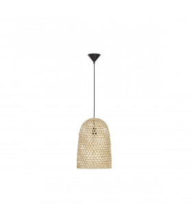 Aurora Dome Pendant Ceiling Light Natural Rattan Black Fabric Wire &Base LED E27-1
