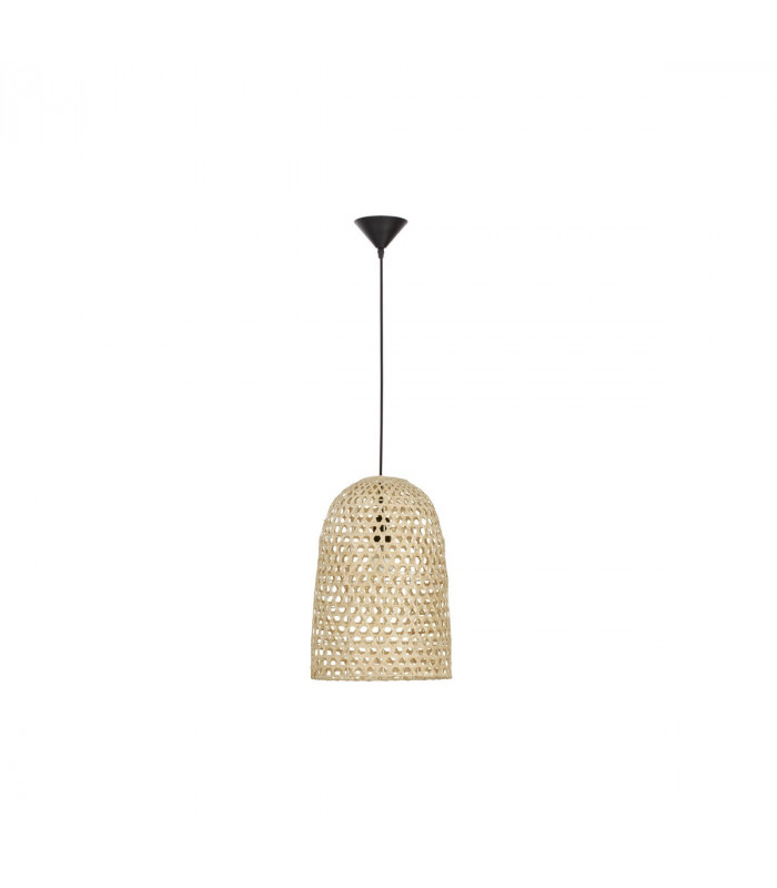 Aurora Dome Pendant Ceiling Light Natural Rattan Black Fabric Wire &Base LED E27-1