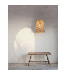 Aurora Dome Pendant Ceiling Light Natural Rattan Black Fabric Wire &Base LED E27-2