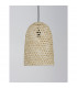 Aurora Dome Pendant Ceiling Light Natural Rattan Black Fabric Wire &Base LED E27-4
