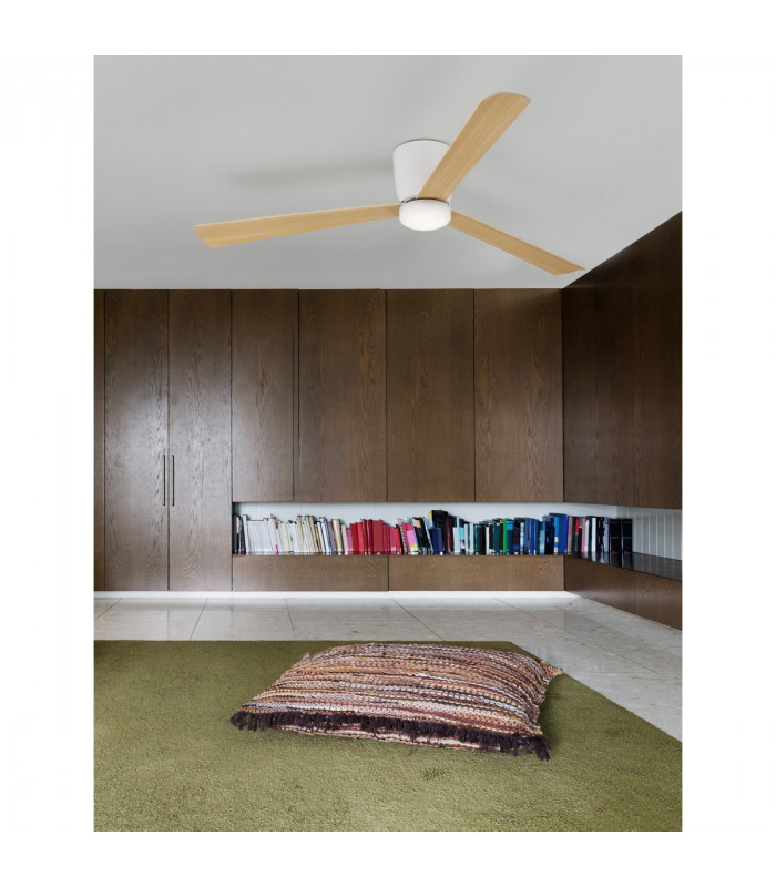 Dell Ceiling Fan Aluminium Wood & Matt White 3ABS Wood Blades-1