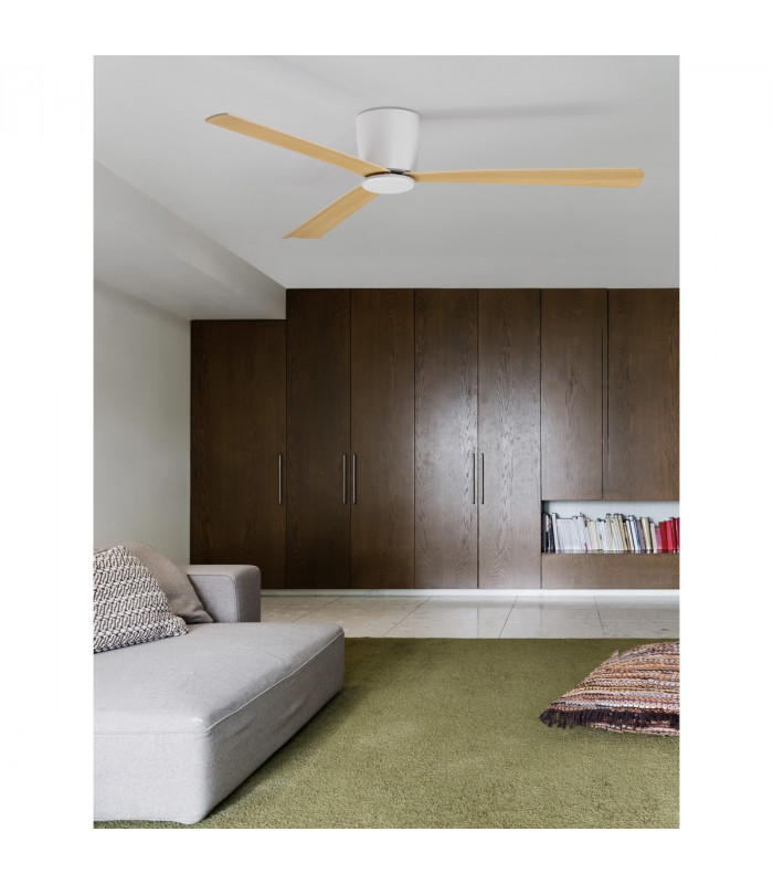 Dell Ceiling Fan Aluminium Wood & Matt White 3ABS Wood Blades-2