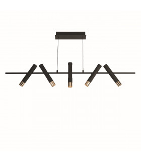 Cylinder 5 Light Bar Ceiling Pendant Black & Gold-1