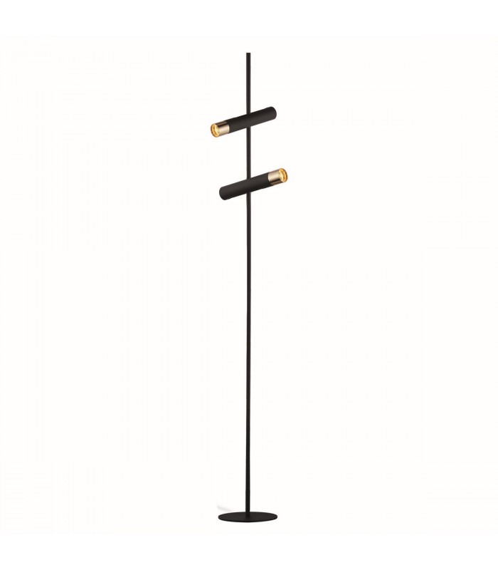 Cylinder 2 Light Floor Lamp Black & Gold-1
