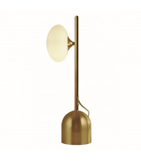 Pebble Table Lamp Gold & White Oval Glass-1