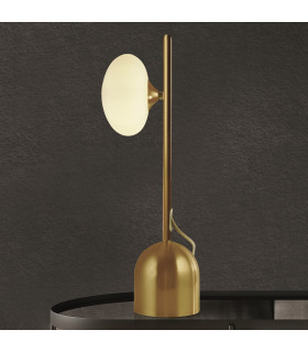 Pebble Table Lamp Gold & White Oval Glass-2