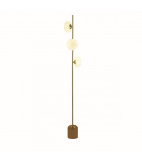 Pebble 3 Light Floor Lamp Gold & White Oval Glass-1