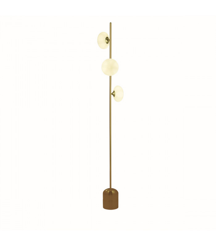 Pebble 3 Light Floor Lamp Gold & White Oval Glass-1