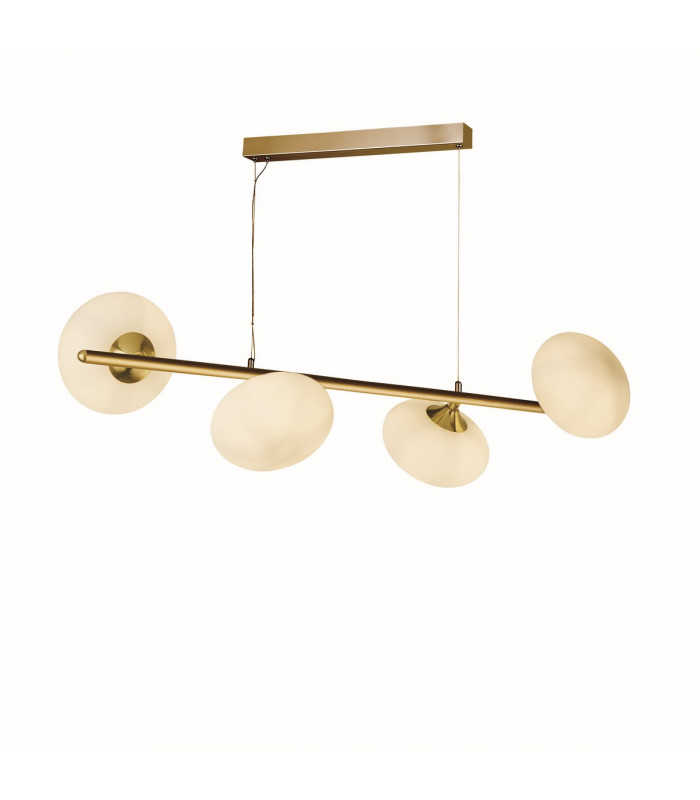 Pebble 4 Light Ceiling Pendant Gold & White Oval Glass-1