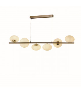 Pebble 6 Light Ceiling Pendant Gold & White Oval Glass-1