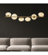 Pebble 6 Light Ceiling Pendant Gold & White Oval Glass-2