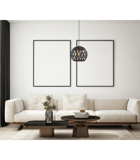 Hilo Modern 1 Light Wire Frame Pendant Ceiling Light E27-3