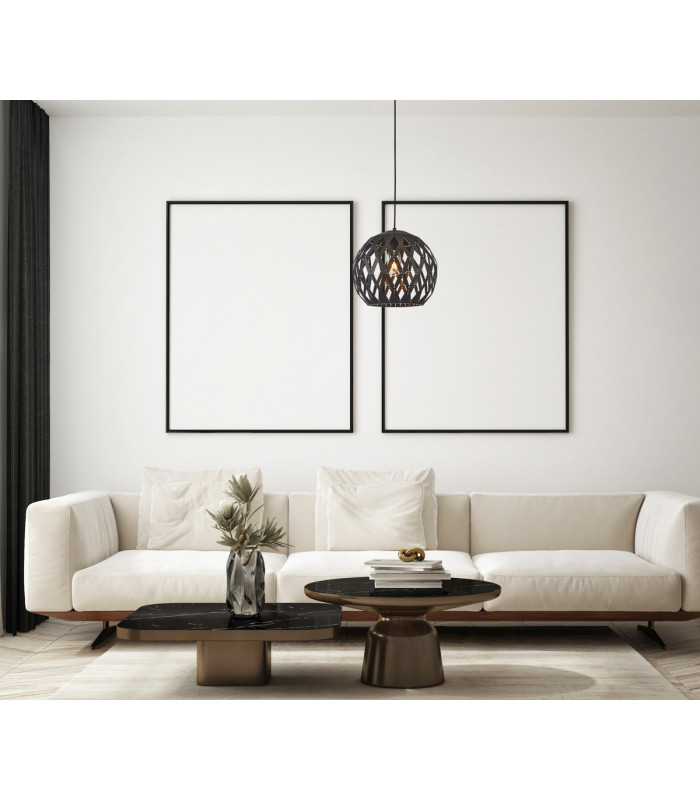 Hilo Modern 1 Light Wire Frame Pendant Ceiling Light E27-3
