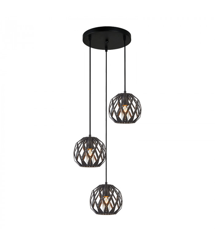 Hilo Modern 3 Light Cluster Pendant Ceiling Light E27-1