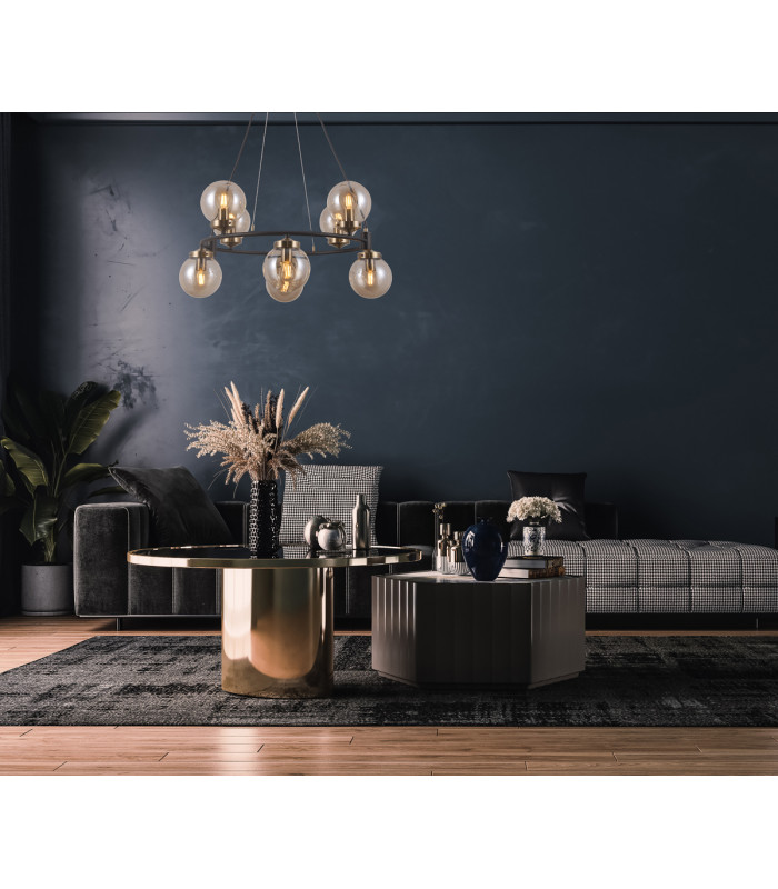 Galvez Industrial Retro 8 Light Globe Pendant Ceiling Light E14-3