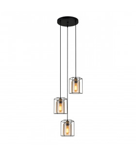 Kalula Industrial Retro 3 Light Cluster Pendant Ceiling Light E27-1
